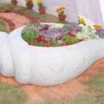 Marble shankh shape flower pot